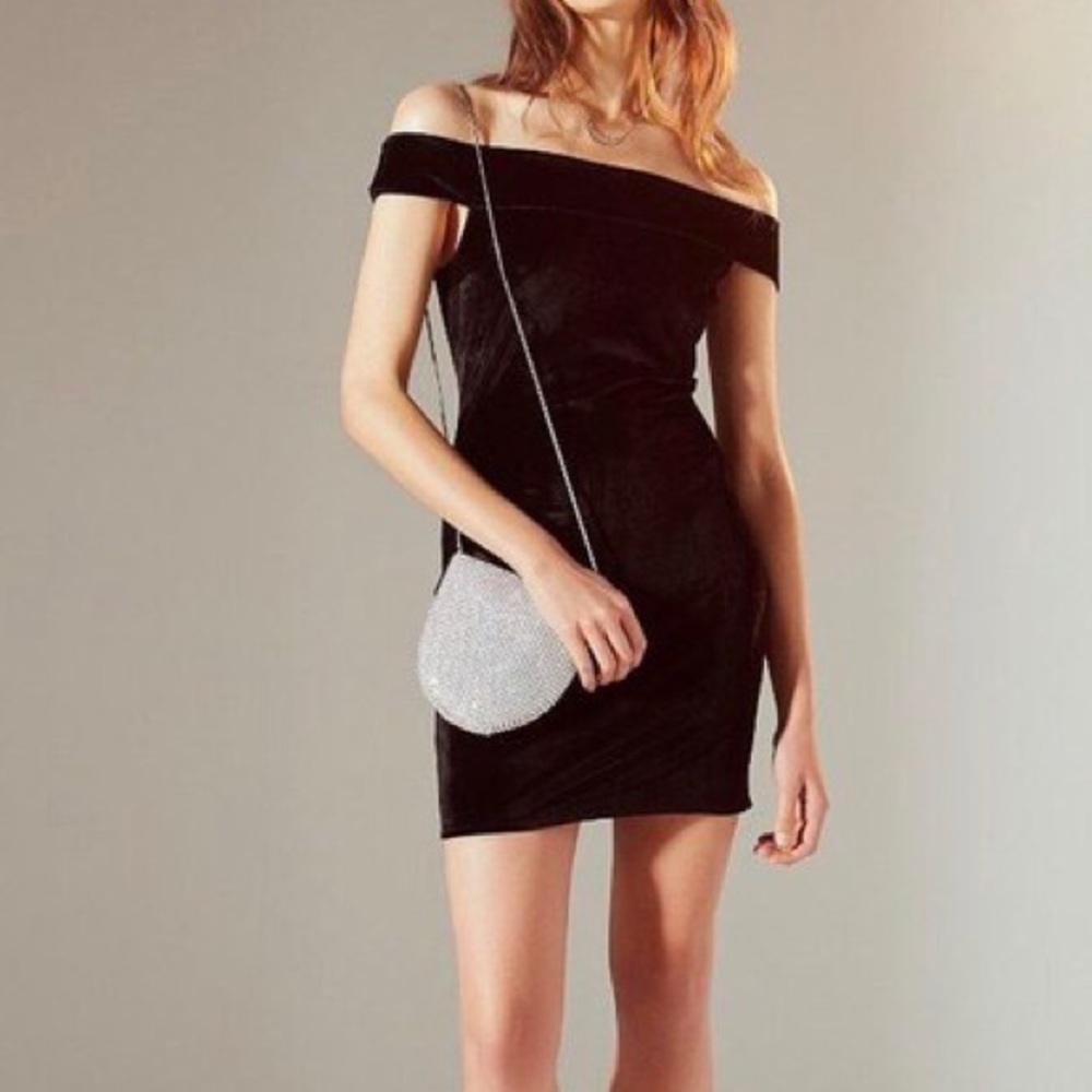 Urban Outfitters Black Velvet Bodycon Dress